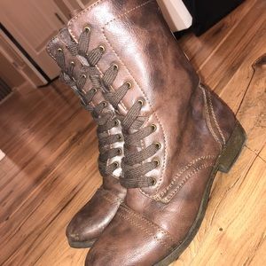 Brown combat boots